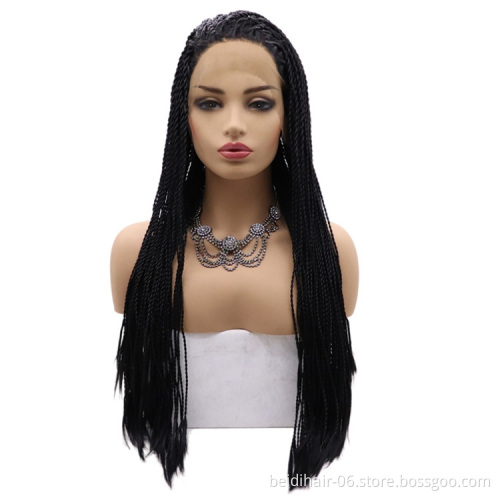 wholesale jumbo glueless transparent micro braided cornrow lace wig twist for black women pre braided wig